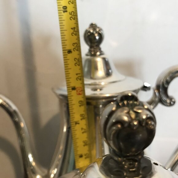 VTG Silverplate Tea & Coffee Set Wm Rogers & Sons Victorian Rose 1902 - Picture 12 of 15